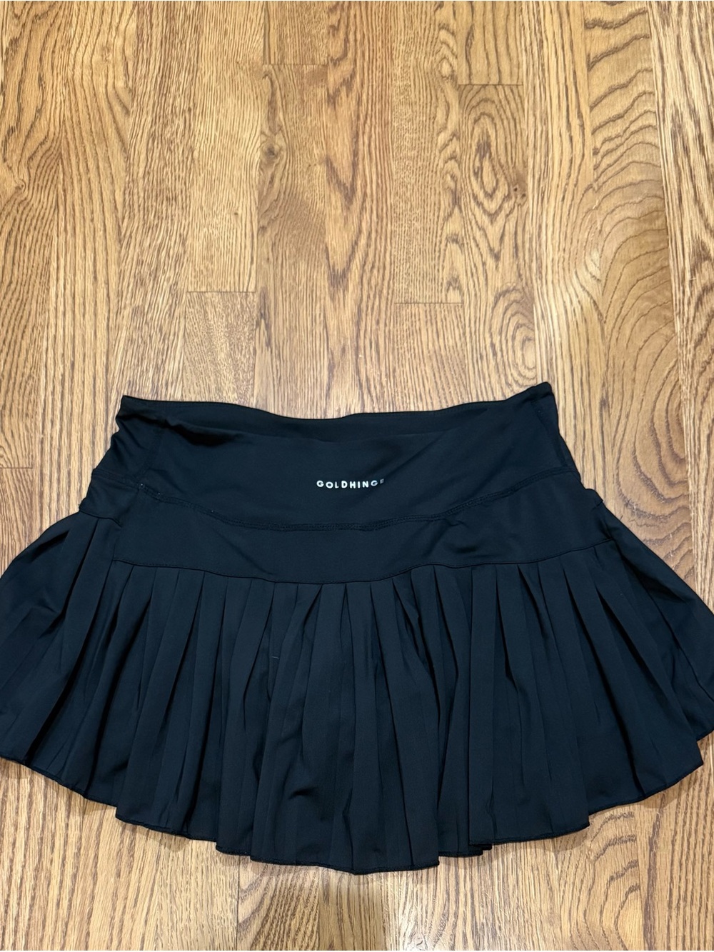 GoldHinge Black Pleated Skort with Flared Hem